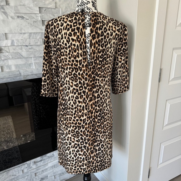 Equipment 100% Silk Aubrey Leopard Print Shift Dress Keyhole Back Pockets XS - Picture 3 of 6